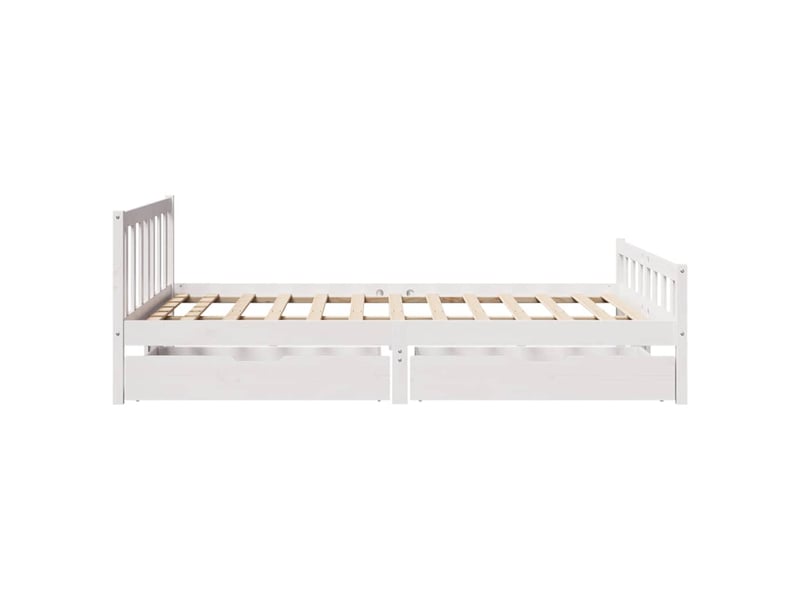  Lit double- lit adulte -  cadre de lit sans matelas blanc 160x200 cm bois de pin massif  - Conforama D