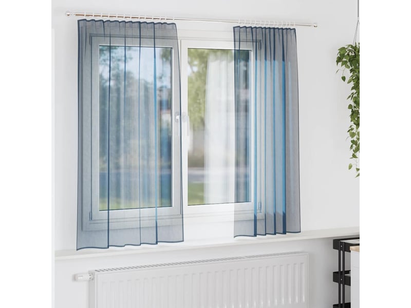 Lot de 2 rideaux en voile, voilages avec passe-tringles bleu royal cf44465 - Conforama B