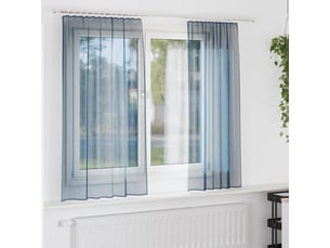 Lot de 2 rideaux en voile, voilages avec passe-tringles bleu royal cf44465