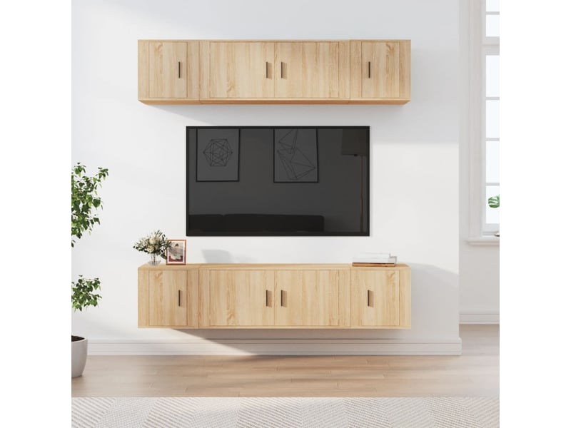  Ensemble de meubles tv 6 pcs chêne sonoma bois d'ingénierie shl33832  - Conforama B