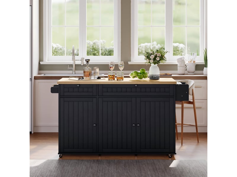  Desserte 3 portes 2 tiroirs coloris noir mdf desserte noir - Conforama D