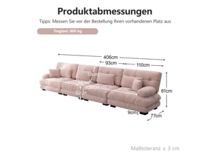Canapé modulaire 4 places en chenille rose, canapé d’angle à assise profonde, convertible avec accoudoirs arrondis pour salon