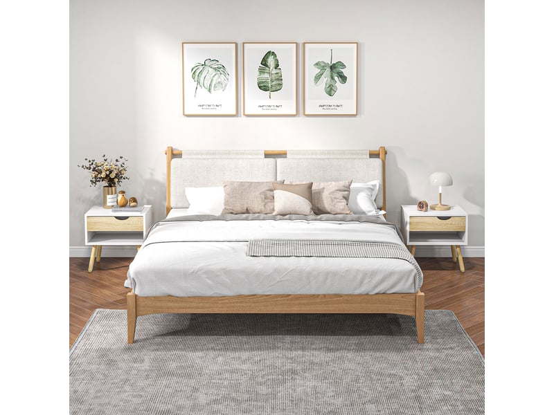  Lot de 2 tables de nuit tiroir niche design moderne panneau de particules classe e1 pieds 50 x 39 x 51 cm en bois massif  - Conforama D