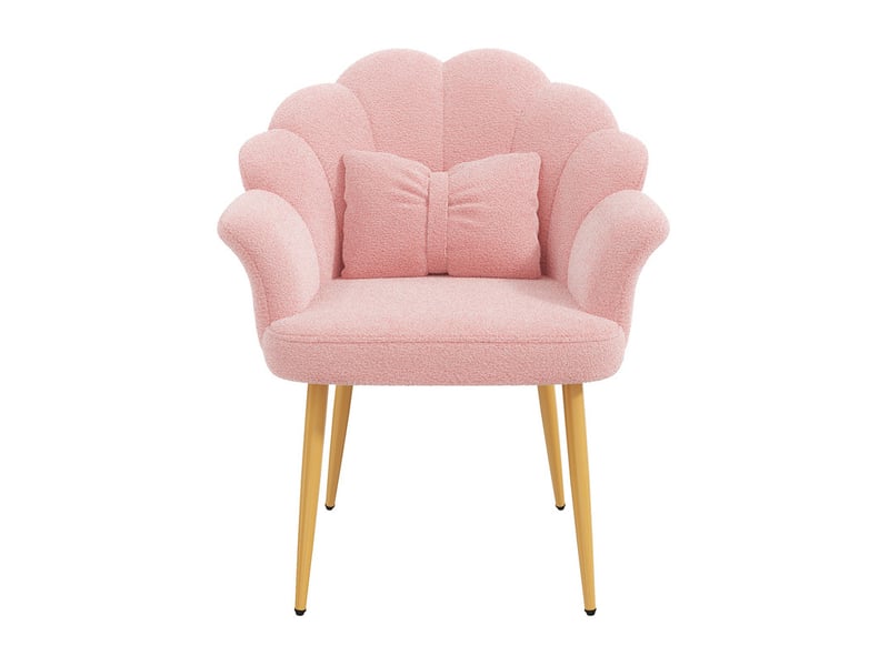  Chaise de style moderne – assise rembourrée – pieds en métal doré – dossier en forme de nœud – rose  - Conforama A