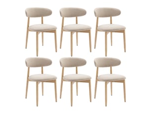 Lot de 6 chaises en bois massif, robustes et élégantes, style nordique minimaliste, idéales pour salle à manger et cuisine, beige