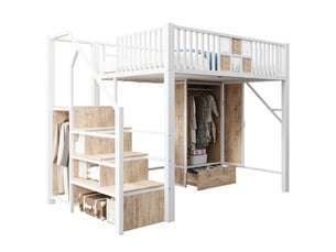 Lit mezzanine 140x200 cm MEUBLIV coloris blanc