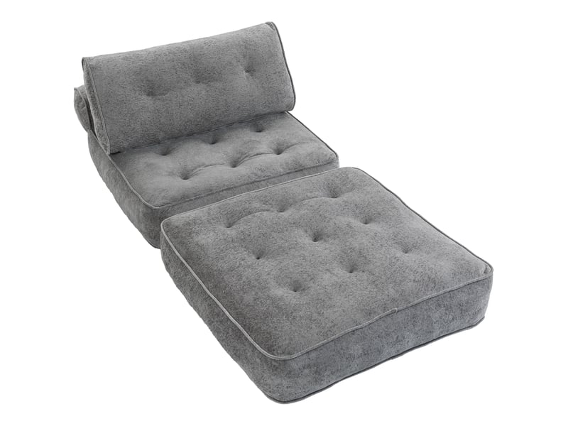  Fauteuil convertible 1 place 95 x 220 cm avec 2 oreillers, fauteuil-lit chauffeuse 3 en 1, siège épais, gris clair  - Conforama B