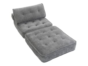 Fauteuil convertible 1 place 95 x 220 cm avec 2 oreillers, fauteuil-lit chauffeuse 3 en 1, siège épais, gris clair