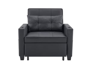 Fauteuil convertible  <strong>RAUMIO</strong> Cuir / Tissu noir