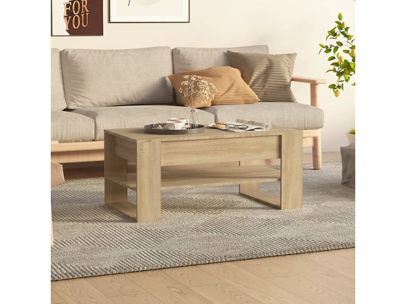  Table basse rectangulaire | table de salon chêne sonoma 102x55x45 cm bois d'ingénierie  - Conforama B