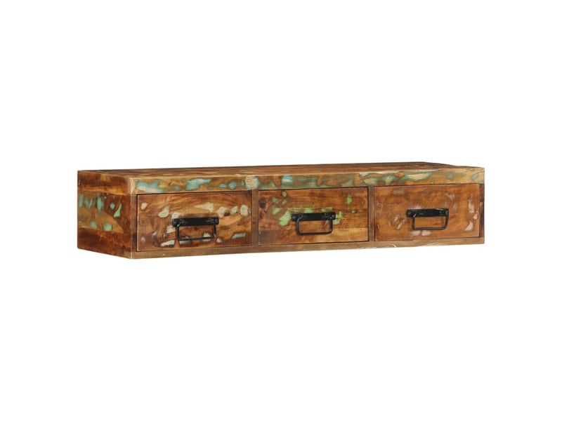  Meuble tv - banc tv - meuble de rangement mural 100x30x19 cm bois massif de récupération  - Conforama D