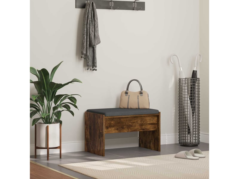  Banc d'entrée, banc interieur avec coussin chêne fumé 63x38x40 cm  - Conforama B
