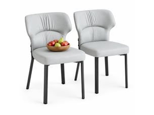Lot de 2 chaises de salle à manger,avec pieds métal noir,similicuir,gris