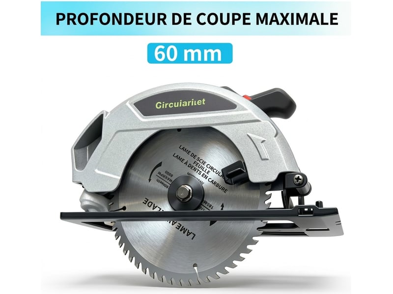  Scie circulaire sans fil 21v 1200w avec lame tct 185 mm, 4 500 trmin, profondeur de coupe 60 mm et 2 batteries 3.0ah – scie plongeante électrique pour découpe de bois, panneaux et menuiserie  - Conforama C