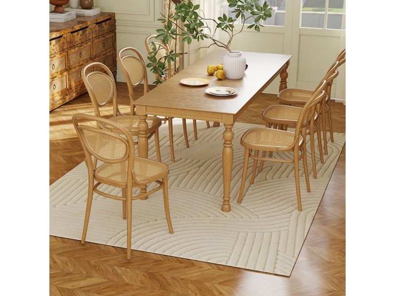  Tapis salon 230 x 160 cm, tapis à poils épais géométrique, crème, moelleux et antidérapant  - Conforama W