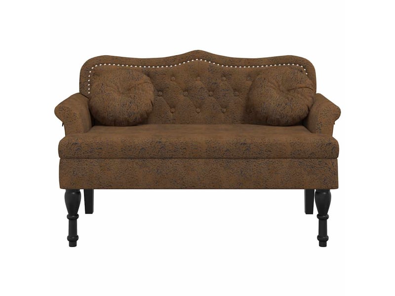  Banc salon, banc interieur avec coussins marron 120,5x65x75 cm similicuir  - Conforama C