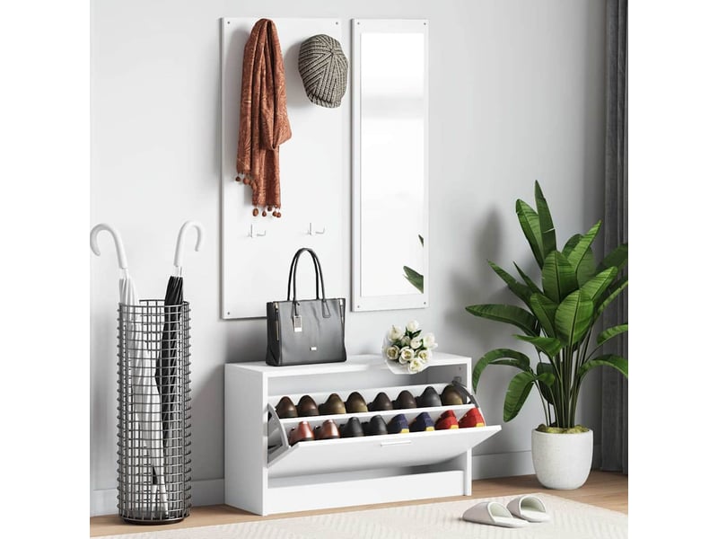  Ensemble d'armoires à chaussures 3-en-1 blanc bois d'ingénierie  - Conforama B