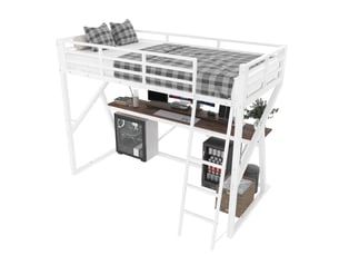 Lit mezzanine 90x200 cm MEUBLIV coloris blanc