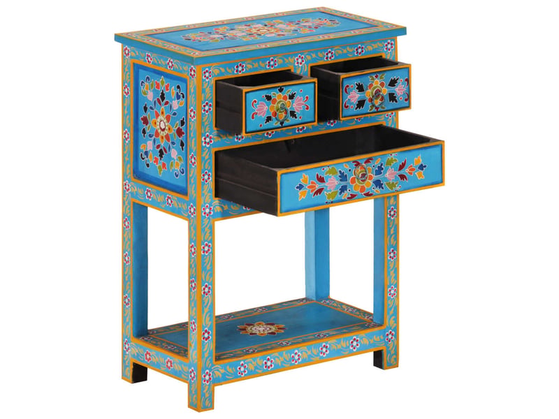  Buffet - bahut - meuble de rangement turquoise 55x30x76 cm bois massif de manguier  - Conforama A