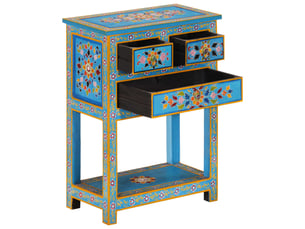 Buffet - bahut - meuble de rangement turquoise 55x30x76 cm bois massif de manguier