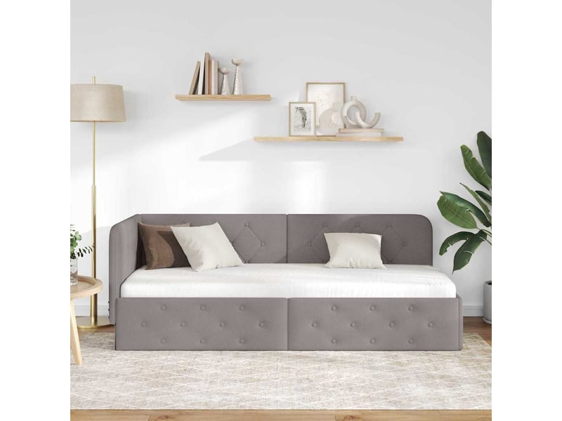  Lit simple- lit adulte -  cadre de lit d'angle taupe 80 x 200 cm tissu  - Conforama C