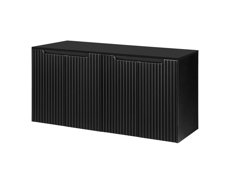  Meuble sous lavabo salle de bain rangement design avec 4 portes 120 x 60 x 40 cm noir 03_0010025  - Conforama B