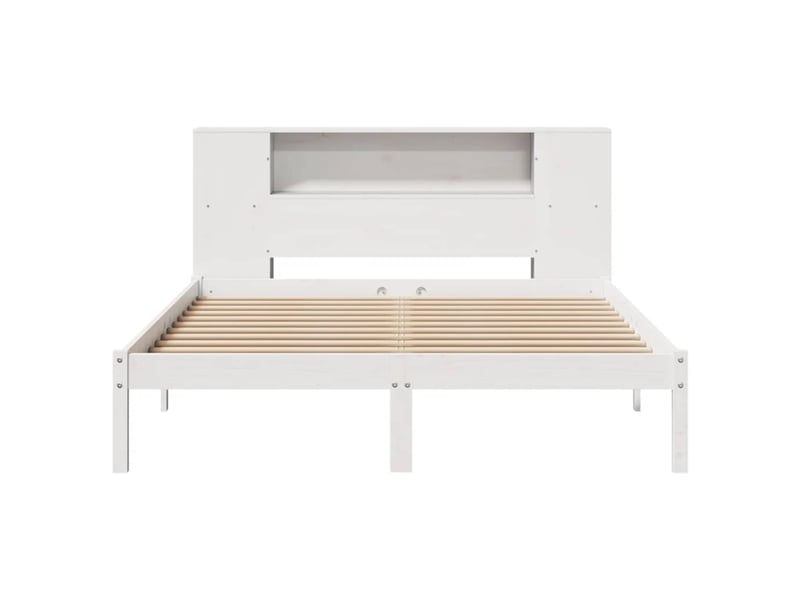  Lit double- lit adulte -  lit bibliothèque sans matelas blanc 135x190 cm bois pin massif  - Conforama C