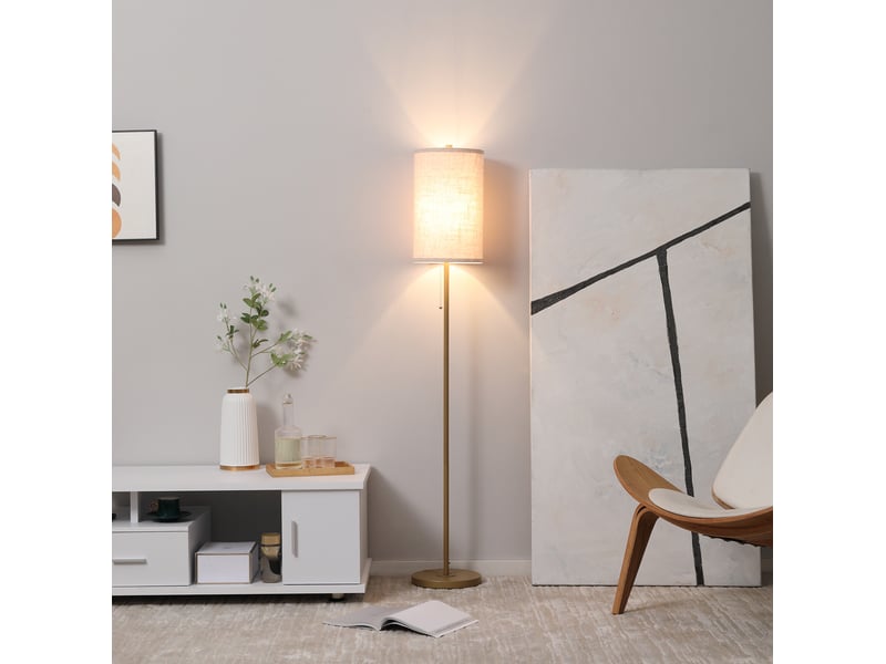 Lampadaire 25,5x25,5x157 cm avec interrupteur à chaînette métal blanc crème  - Conforama B