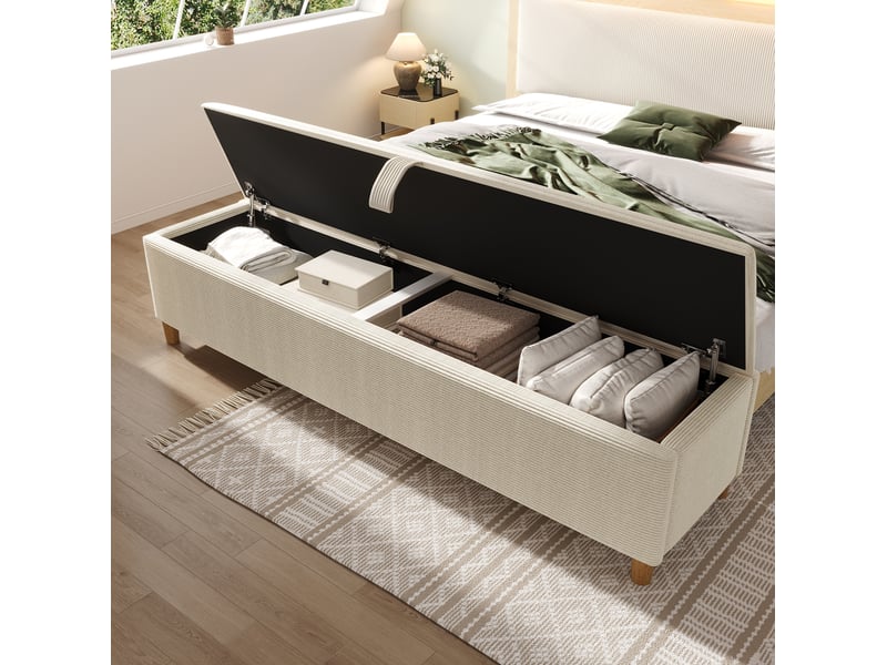  Banc de lit coffre hydraulique 165 cm beige homvra  - Conforama B