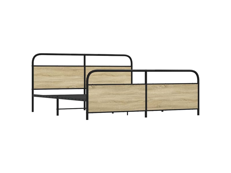  Lit double- lit adulte -  cadre de lit en métal sans matelas chêne sonoma 200x200 cm  - Conforama B