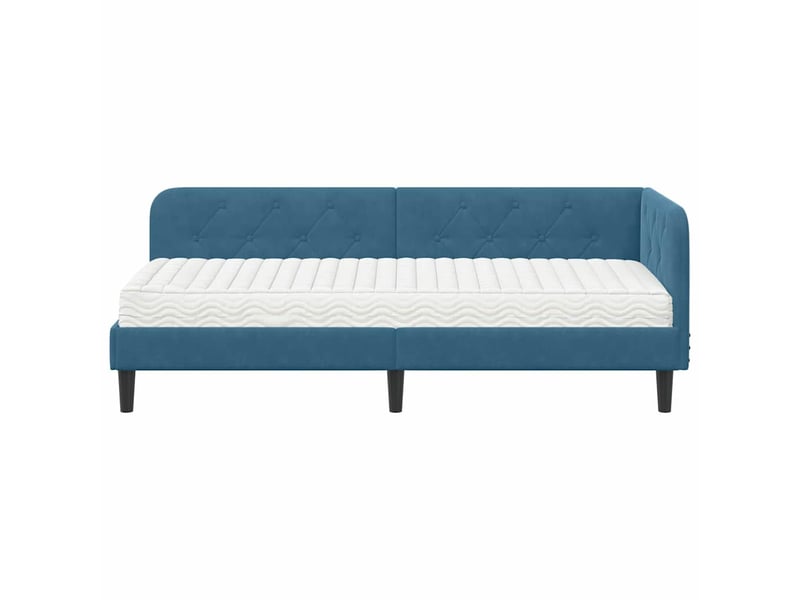  Lit simple- lit adulte -  cadre de lit d'angle bleu 80 x 200 cm velours  - Conforama D