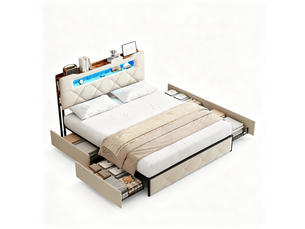 Lit coffre 140x190 cm <strong></strong>  <strong></strong> coloris beige