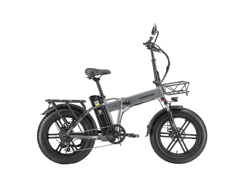  Vélo électrique pliant sinohon a20, pneus larges 20 po, 1050wh batterie, gris  - Conforama D