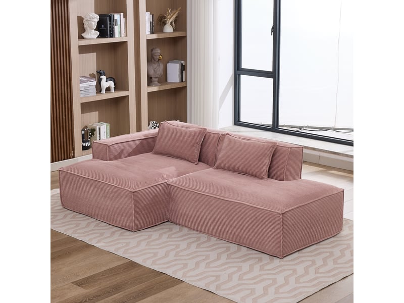 Canapé 2 places rose bébé en tissu polyester 235 cm - assise ressorts ensachés - Conforama B
