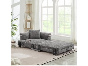 Canapé droit fixe <strong></strong> <strong></strong> 1 place Tissu gris avec coffre de rangement