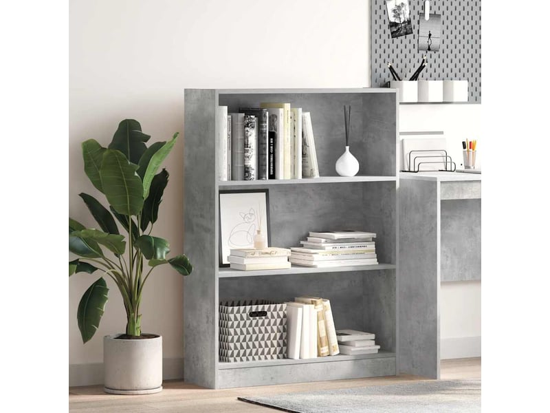  Bibliothèque, meuble de rangement salon gris béton 80x24x109 cm bois d'ingénierie  - Conforama B