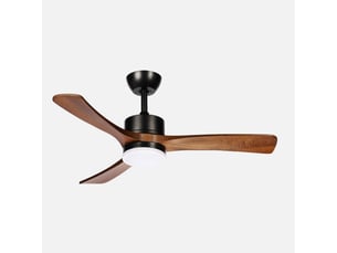 Ventilateur de plafond fabrilamp hellin dc noirchêne 3 pales 106 cm 6 vitesses led 18 w télécommande