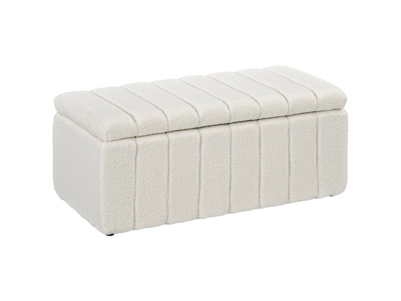  Banquette capitonnée, banquette de lit avec espace de rangement, charge maximale 120 kg, 102 x 45 x 46 cm, blanc crème  - Conforama A