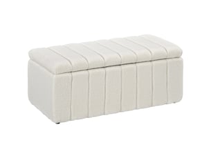 Banquette capitonnée, banquette de lit avec espace de rangement, charge maximale 120 kg, 102 x 45 x 46 cm, blanc crème