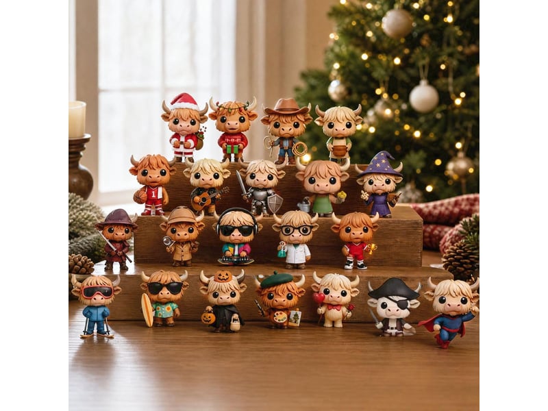  Calendrier de l'avent 2026 highland cow – 24 mini figurines 3d à collectionner-style 1  - Conforama E