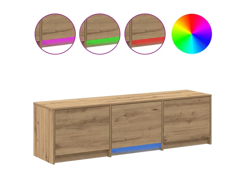  Meuble tv - banc tv - meuble de rangement avec led 140 x 34 x 40 cm chêne artisan  - Conforama D