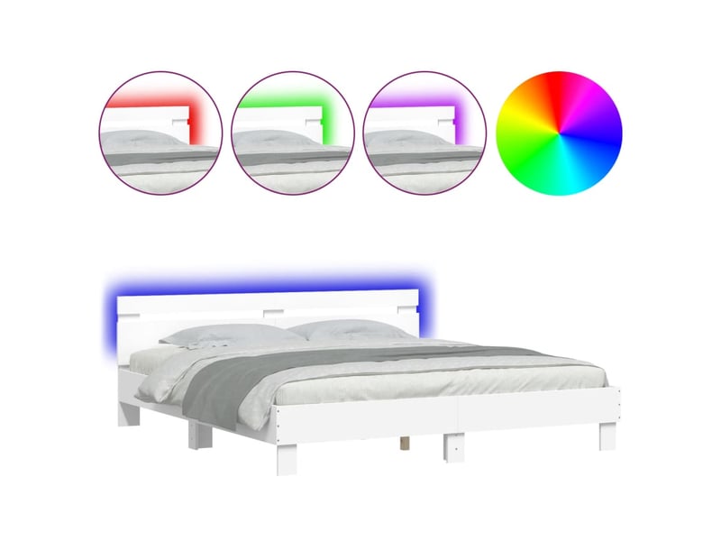 Lit double- lit adulte - cadre de lit avec led sans matelas blanc 200x200 cm - Conforama A
