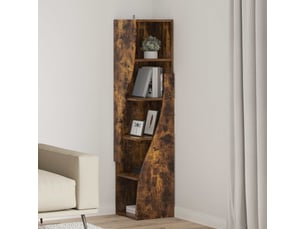 Meuble d'angle, meuble de rangement salon 32x32x140cm bois d'ingénierie chêne fumé