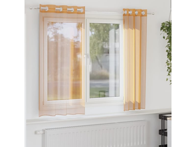 Lot de 2 rideaux en voile, voilages avec œillets orange 140x175 cm cf44392 - Conforama B
