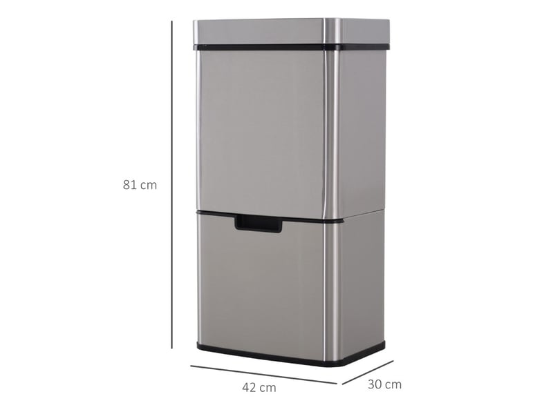  Poubelle automatique à capteur 42x30x81 cm tri des déchets métal argent  - Conforama D