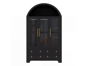 Armoire 3 porte(s) battante 4 tiroir(s) BGSRYAO coloris noir largeur 110 cm