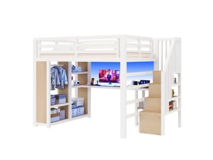 Lit mezzanine 160x200 cm <strong></strong> <strong></strong> coloris blanc
