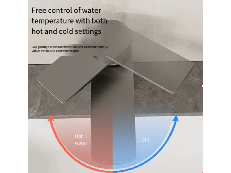  Robinet en acier inoxydable pour lavabos et éviers, eau chaude et froide, un tuyau d'arrivée d'eau de 60 cm.（gris anthracite）  - Conforama E