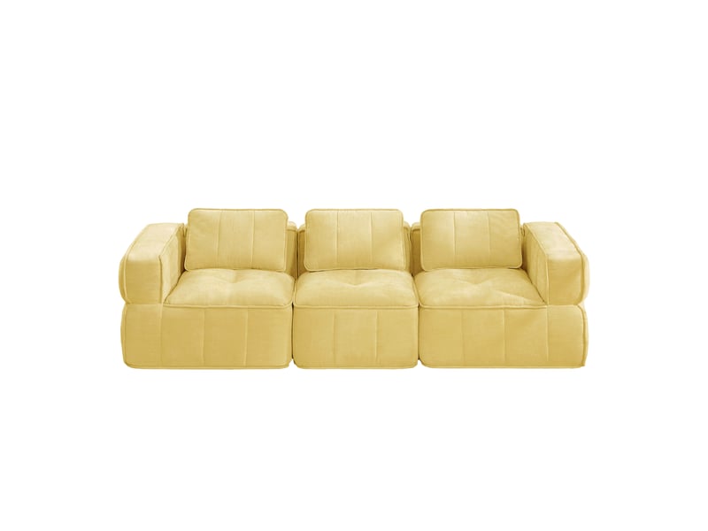  Canapé droit modulable 3 places en polyester jaune, 271 cm  - Conforama A