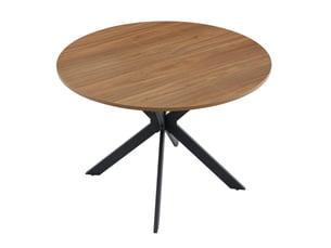 Table à manger extensible 107-137x107x76cm moderne, plateau mdf effet noyer, piètement tripode métal, design élégant, panneaux de bois, noyer et noir